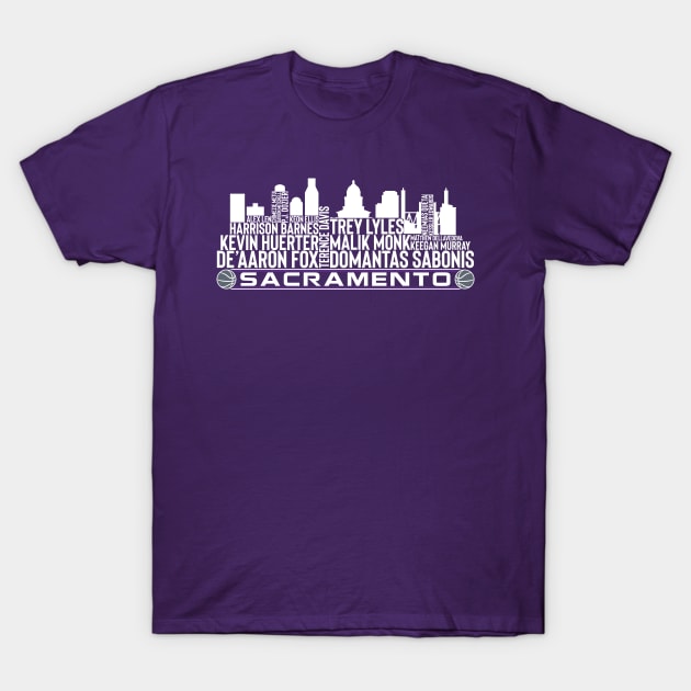 Sacramento Basketball Team 23 Player Roster, Sacramento City Skyline T-Shirt by Legend Skyline